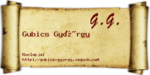 Gubics György névjegykártya
