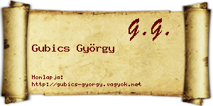 Gubics György névjegykártya